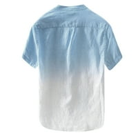 Muške košulje casual stilske majice pamučne viseće hladne prozračne ljetne košulje s gradijentnim tankim ovratnikom