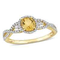 Prsten s цитрином T. G. W. u karatima, bijelim сапфиром i dragulj T. W. u karatima od žutog zlata 10 karata Halo