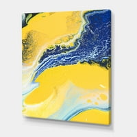 DesignArt 'Sažetak kompozicija u plavom i žutom vii' modernom platnu zidne umjetničke ispis