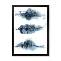 Dizajnerska umjetnost apstrakcija oblaka u tamnoplavoj boji uokvireni moderni umjetnički tisak