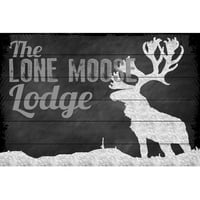 Marmont Hill Lone Moose Lodge Slikati otisak na bijelom drvetu
