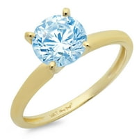Plavi dijamant okruglog reza od 0,5 karata imitacija žutog zlata od 14 karata graviranje godišnjice zaruka vjenčani