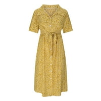 Ženske ljetne haljine haljine za žene u odjeći haljina-jakna haljina s visokim vratom žuta s reljefnim papirom