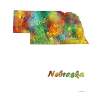 Marlene Watson 'Nebraska State Map 1' Canvas Art