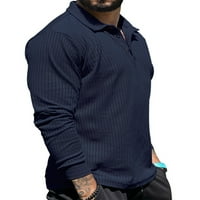 Muška polo majica Na kopčanje, majice s reverom, Muški pulover običnog kroja, bluza dugih rukava U tamnozelenoj