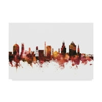 Zaštitni znak likovne umjetnosti 'Durham North Carolina Skyline Red' Platno umjetnost Michaela Tompsetta