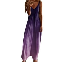 Maxi haljine za žene Ljetni rukavi bez rukava Boho Sundress casual v Neck Long Haljine za plažu za odmor