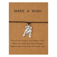 Kreativna personalizirana narukvica za razglednice s ručno izrađenim privjeskom za pse od voštane žice za pletenje