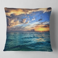 DesignArt Egzotična tropska plaža na zalasku sunca - Moderni jastuk za bacanje morske obale - 16x16