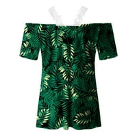 Ženski patchwork s V-izrezom vrhni majica s kratkim rukavima tiskane majice Tops bluse xl