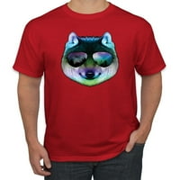 Divlji Bobbi, smiješni vuk na sunčanim naočalama, ljubitelj životinja, Muške majice s grafikom, crvene, Plus veličine