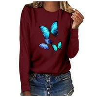 ; / Ženski Top, majica s printom leptira, udobne casual bluze Plus size, košulje, puloveri s okruglim vratom i