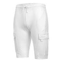 Muške teretne kratke hlače labave uklapanje čvrste boje elastičnog struka s više džepova s ​​pet točaka kratke