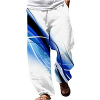 Muške ljetne hlače velikih i visokih 3D snopa Digitalni tisak Elastično struka Ravna modna hlača za noge casual