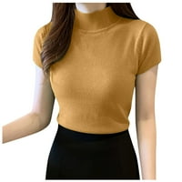 Ženski ljetni vrhovi modna casual crewneck solidna majica kratkih rukava bluza